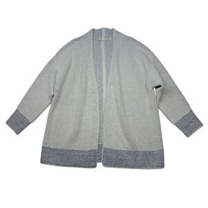 Soft Surroundings Caressa Cardigan Womens 1X Gray Blue Open Front Waffle Cozy